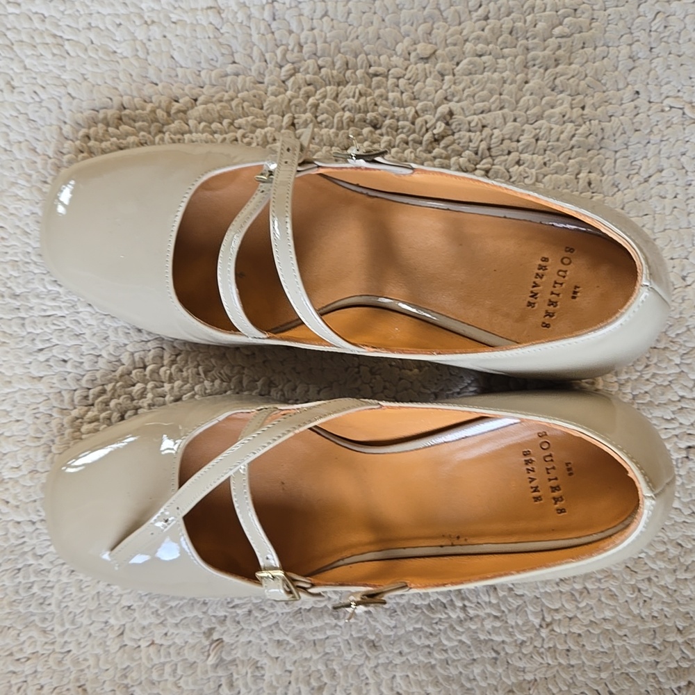Sezane Soline Mary Janes Light Beige Varnish - Size 7